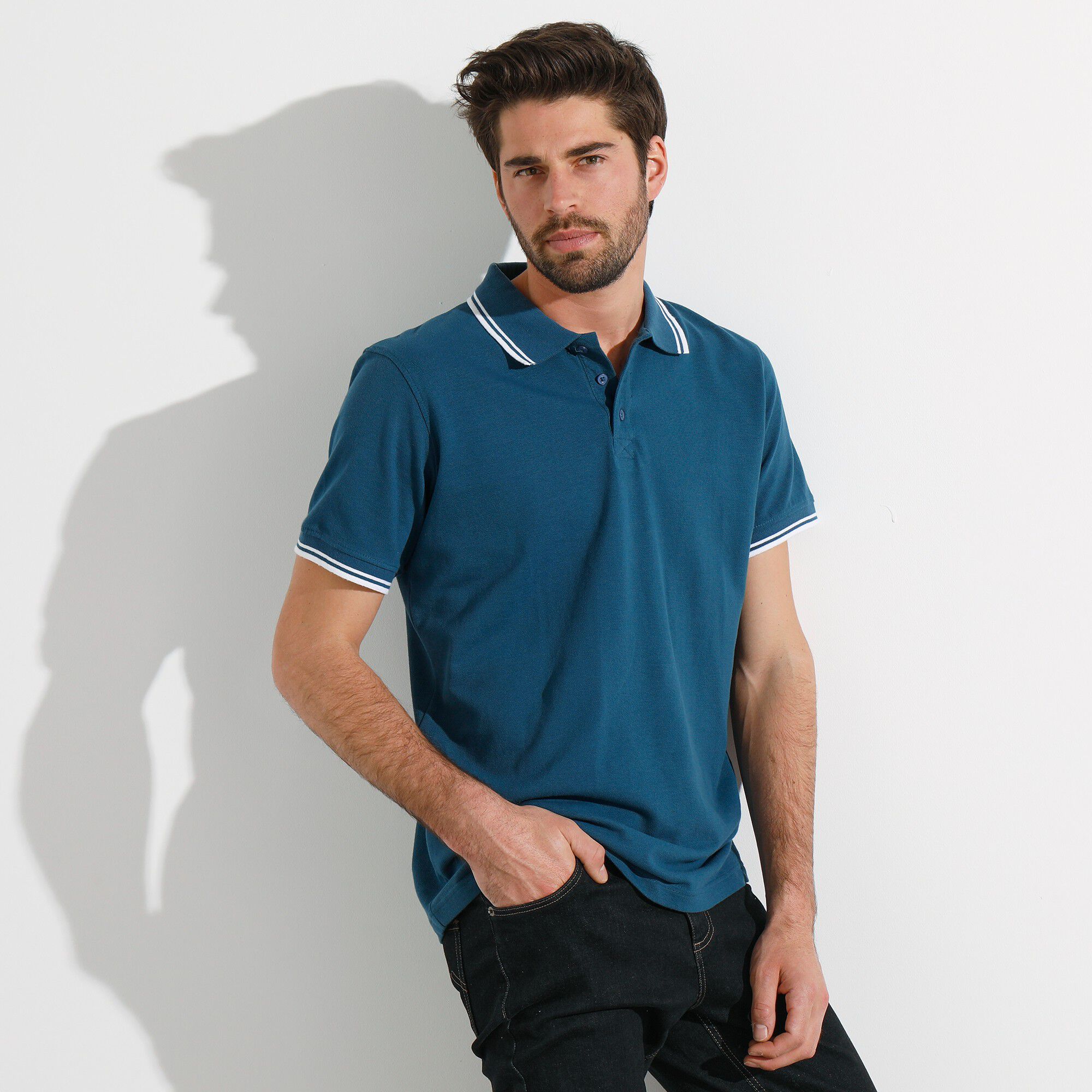 Polo uni maille piquée manches courtes