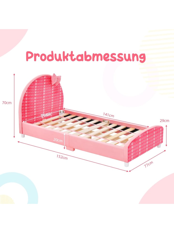 COSTWAY 140 x 70cm Bettgestell in Rosa günstig kaufen onesize