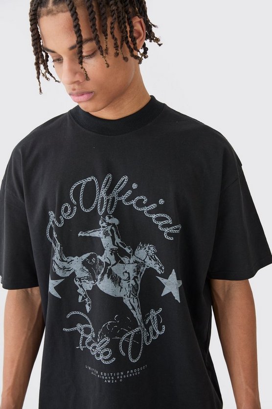 Oversize T-Shirt mit Rodeo-Print