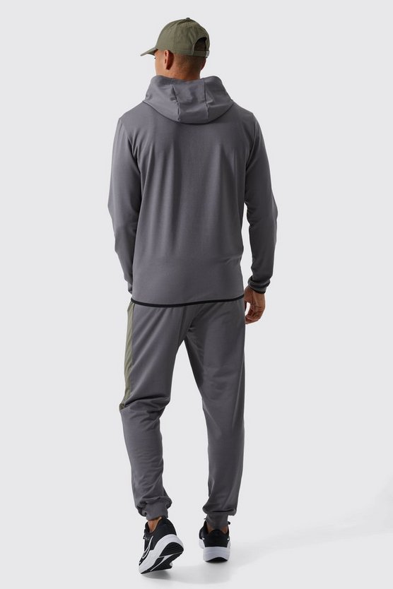 Active Colorblock Hoodie mit Trichterkragen und Reißverschluss