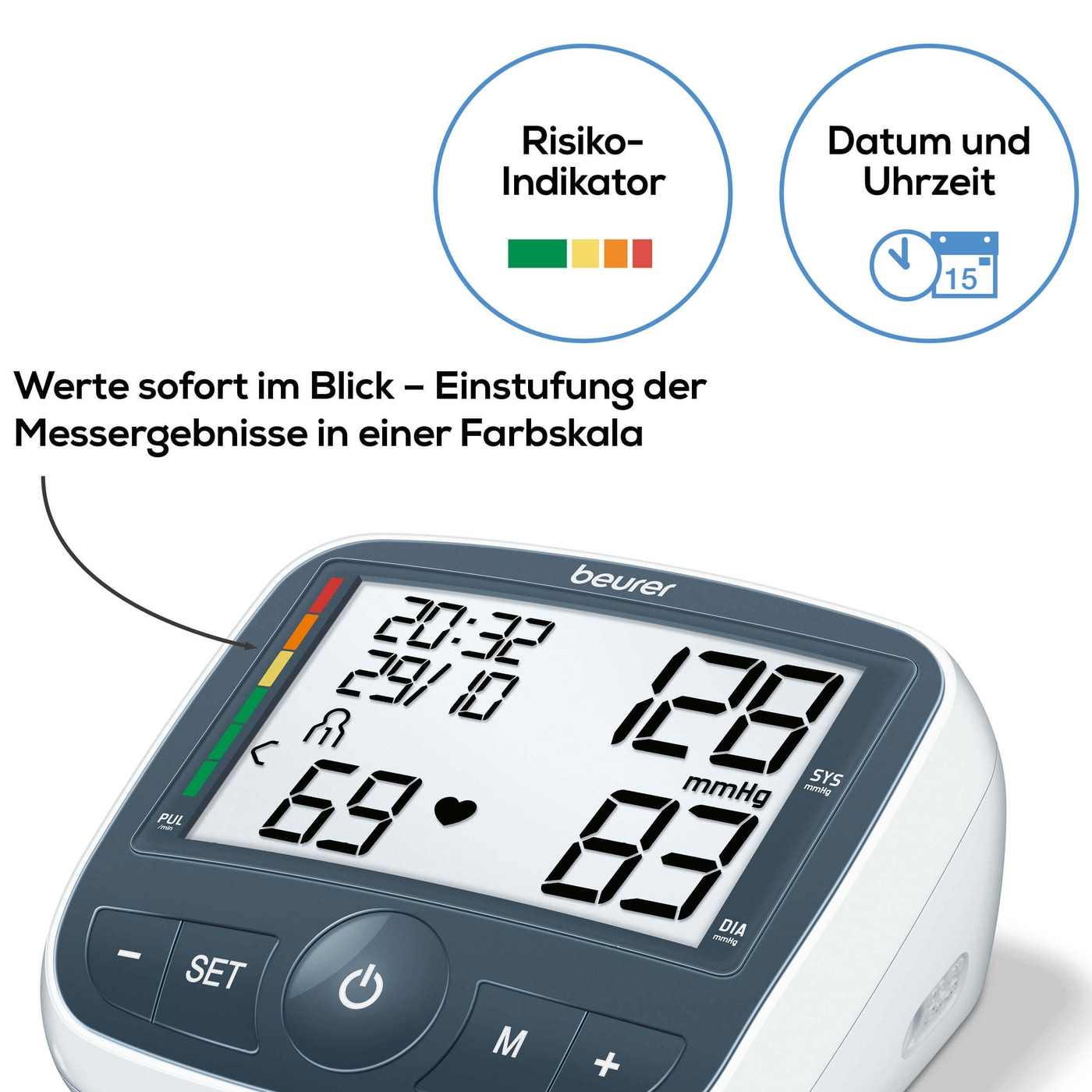 Beurer Oberarm-Blutdruck-messgerät BM 40-Vollautomatische Blutdruck- & Pulsmessung mit XL-Display