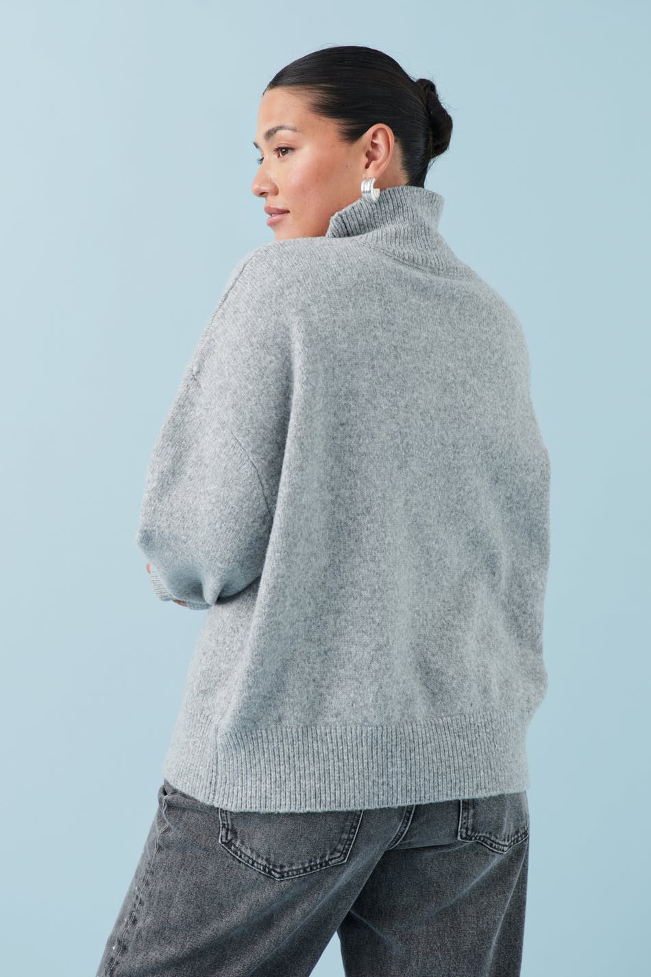 Funnel neck knit sweater