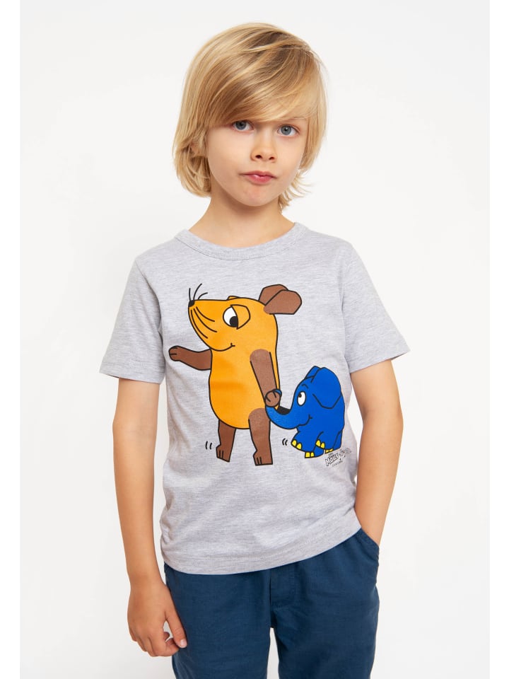 Logoshirt T-Shirt Sendung mit der Maus - Maus & Elefant in grau-meliert günstig kaufen