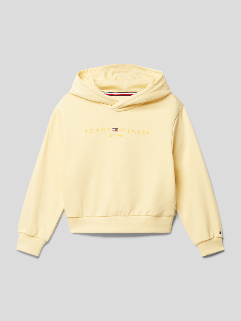 Hoodie mit Label-Stitchings Modell 'ESSENTIAL LOGO' in hellgelb
