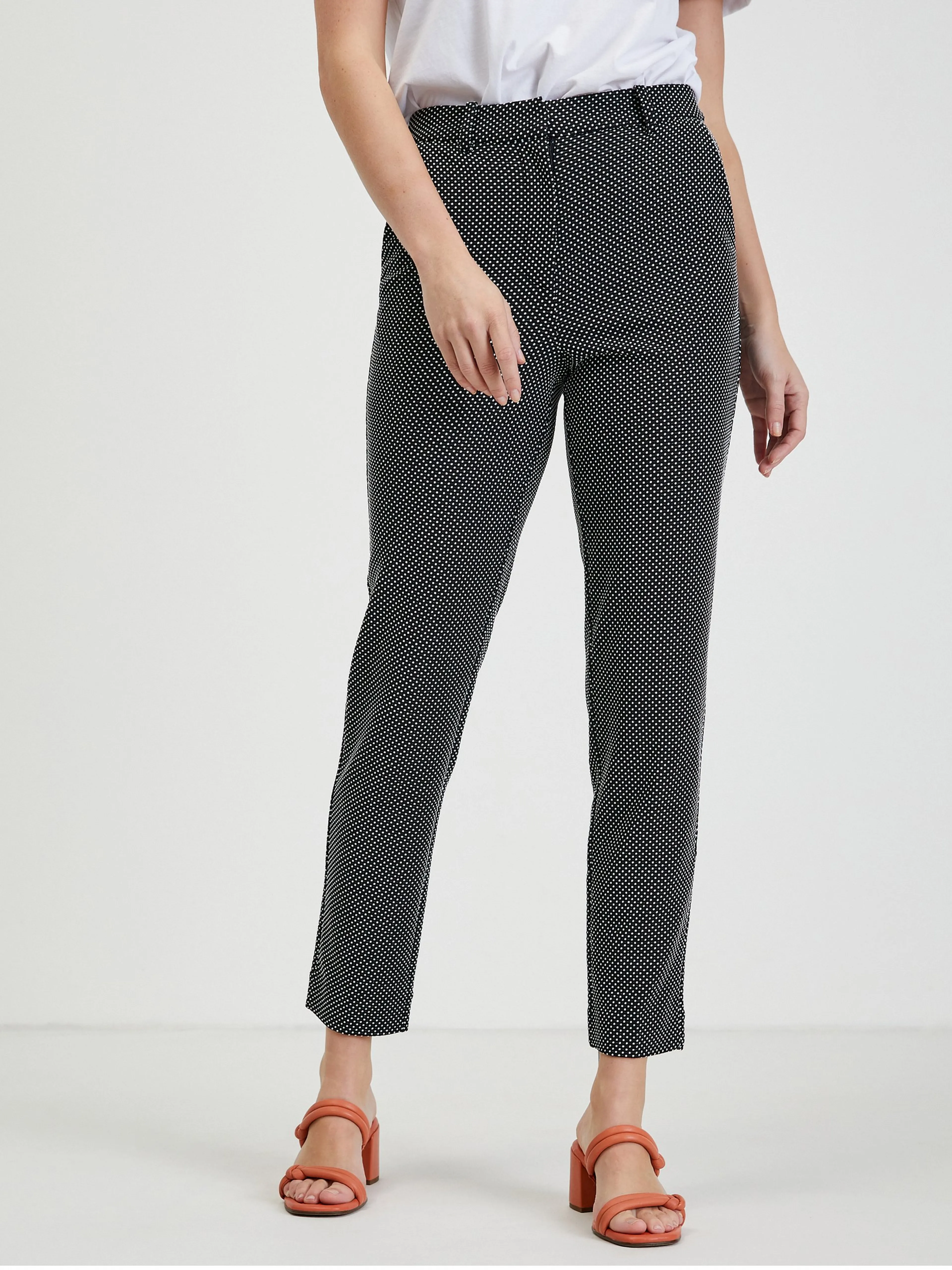 Weiß-schwarze gepunktete Damenhose ORSAY