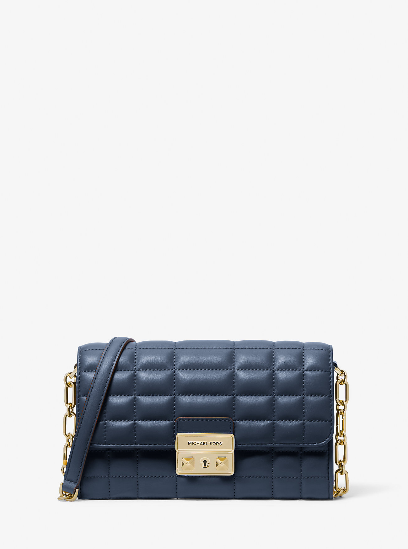 Tribeca konvertibel crossbody-veske i skinn – marineblå