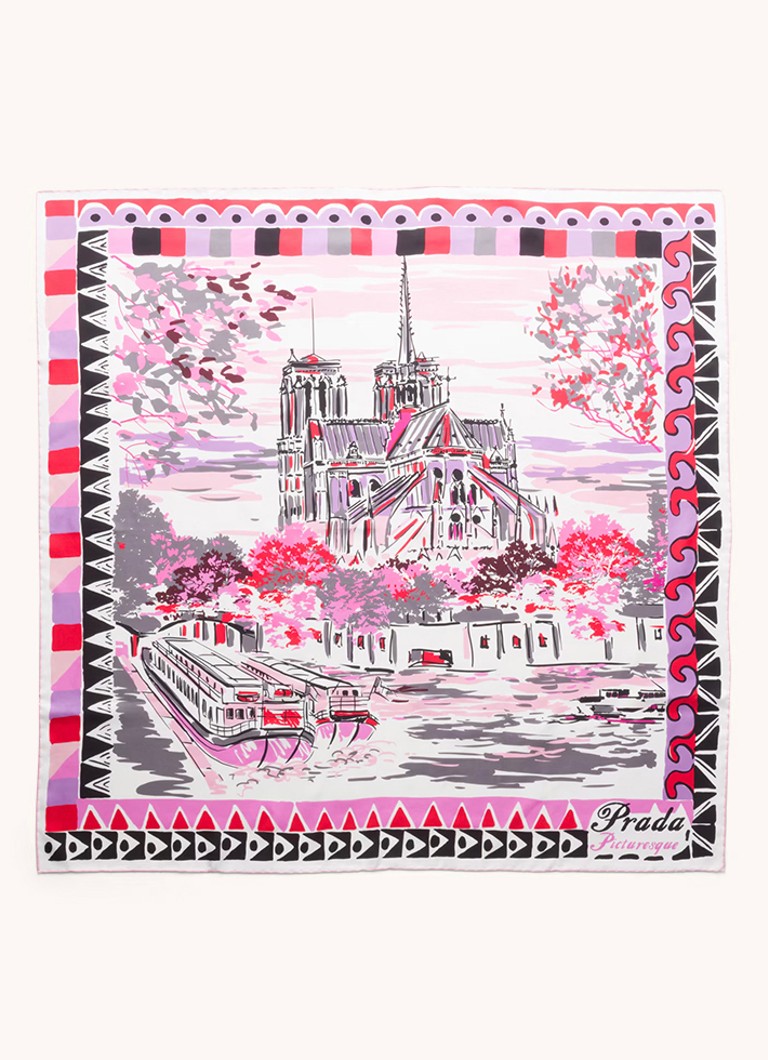 Eșarfă de mătase Prada Pittoresque Paris, 90 x 90 cm