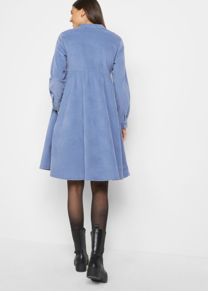 Baumwoll-Cord-Kleid mit Taschen in A-Line, knieumspielend