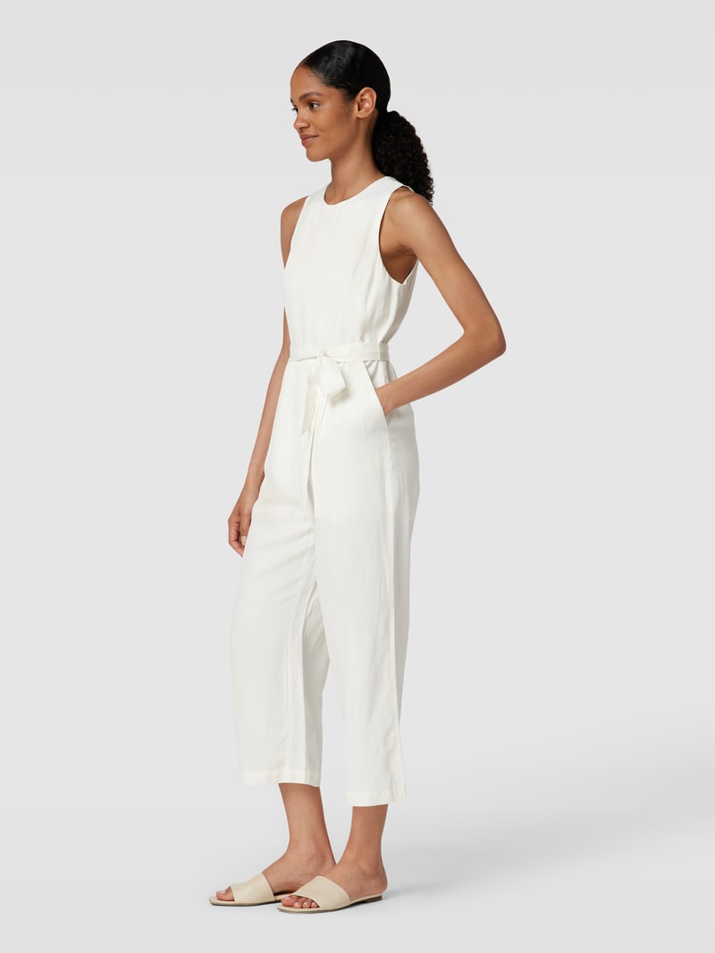 Jumpsuit aus Viskose-Mix mit Leinen-Anteil in weiß