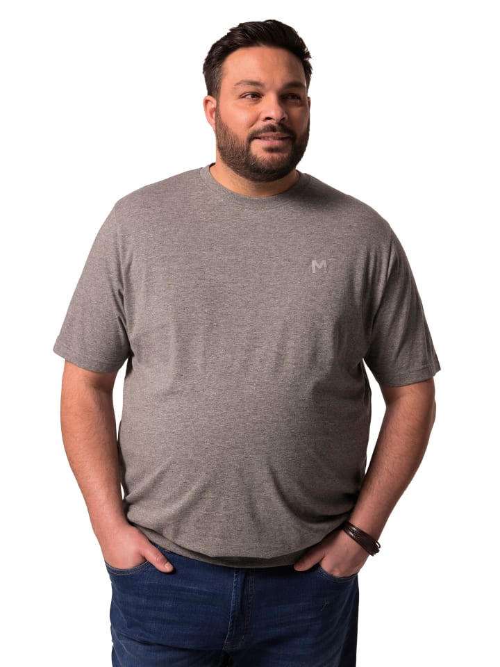Men Plus Kurzarm T-Shirt in grau melange günstig kaufen