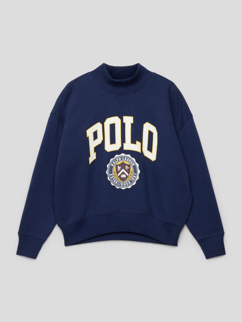 Sweatshirt mit Label-Print in marineblau
