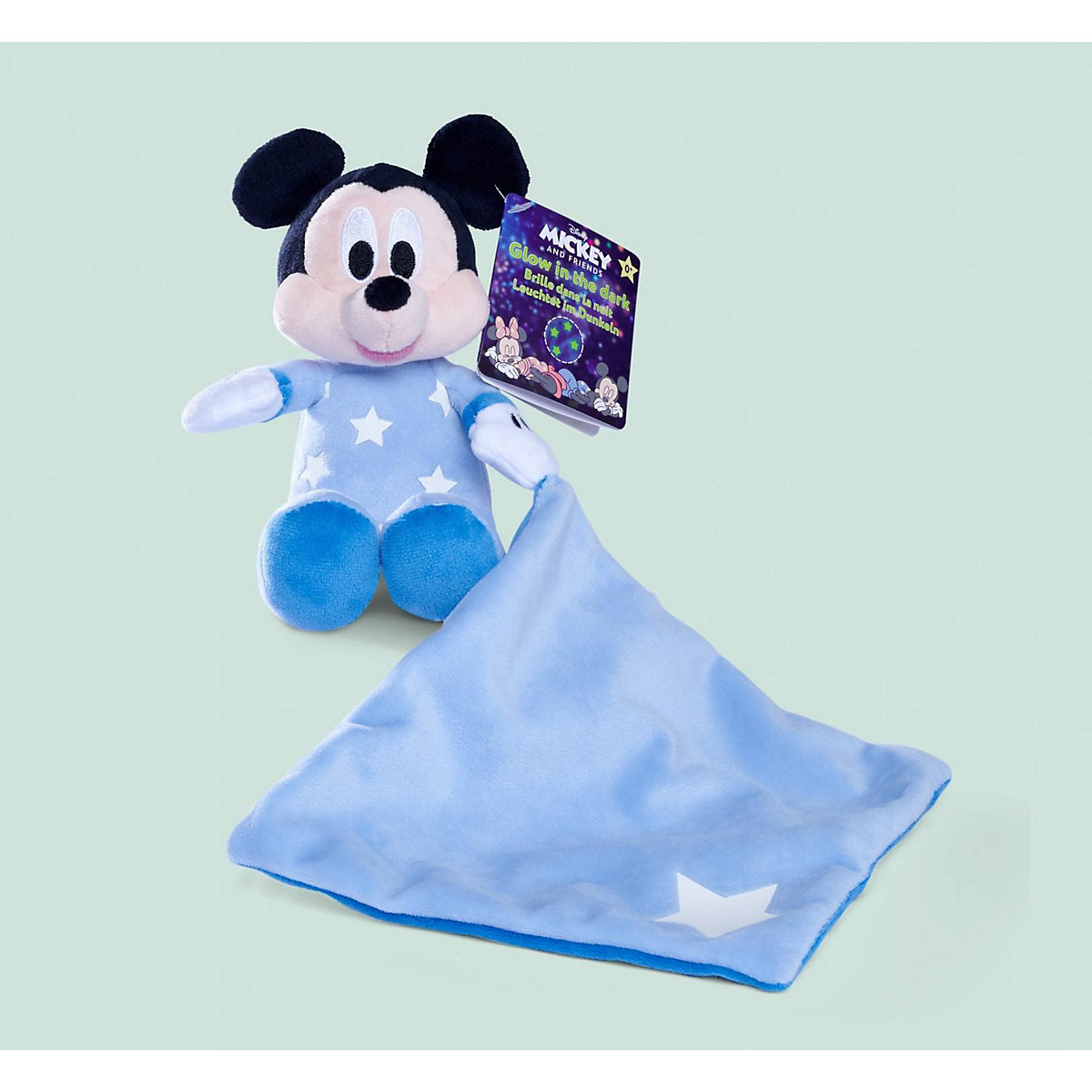 Gute Nacht Mickey mit Schmusetuch, leuchtet im Dunkeln