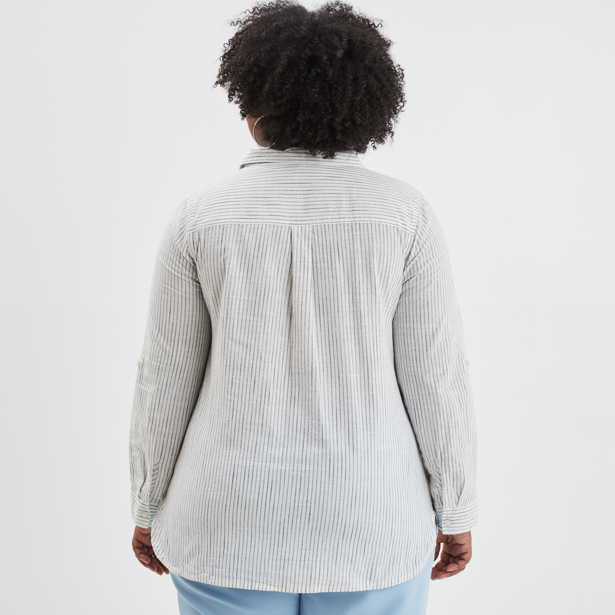Chemise manches retroussables longues ecru femme grande taille | La Halle