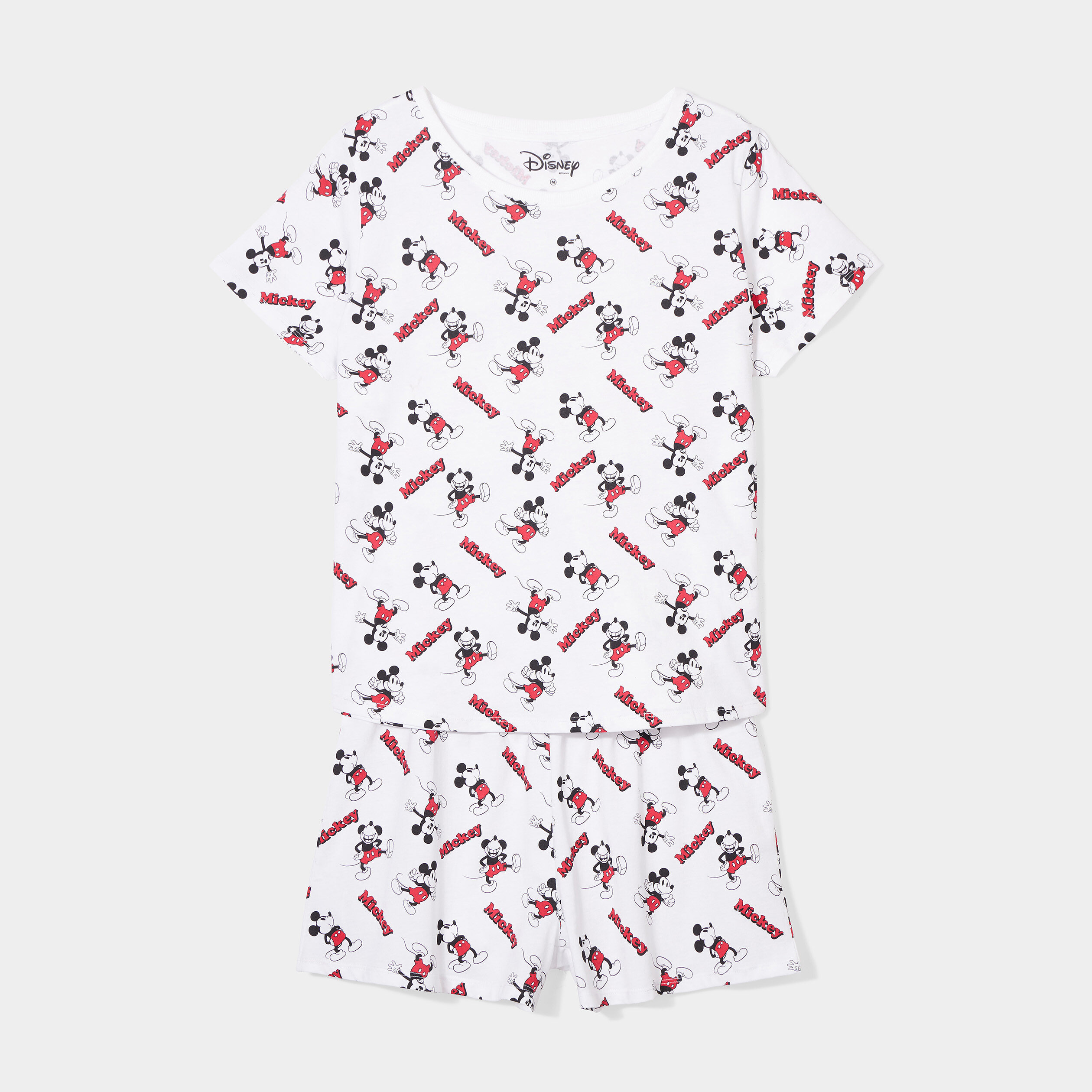Ensemble pyjama short 2 pièces Mickey blanc femme | La Halle