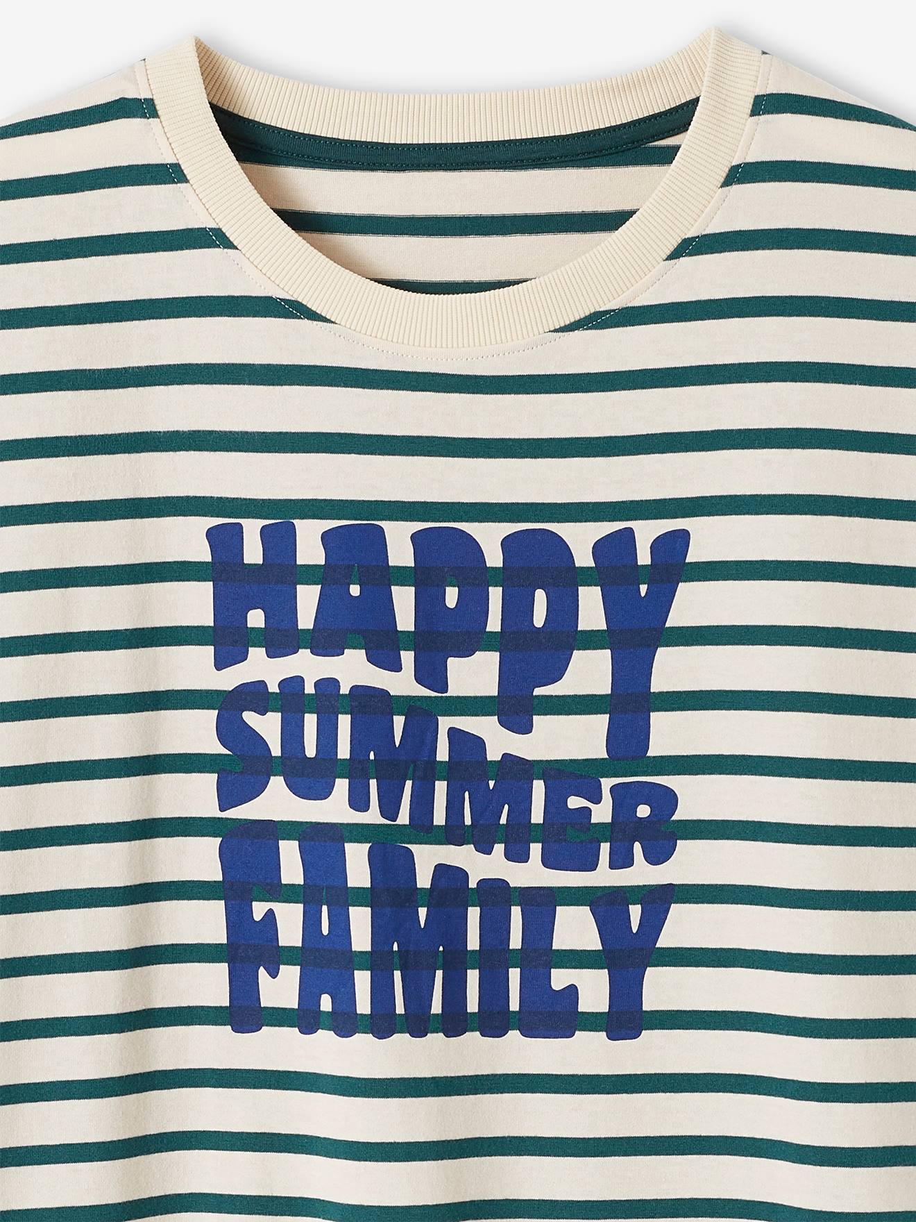 Vertbaudet Capsule Collection: Eltern T-Shirt HAPPY SUMMER FAMILY - grün gestreift