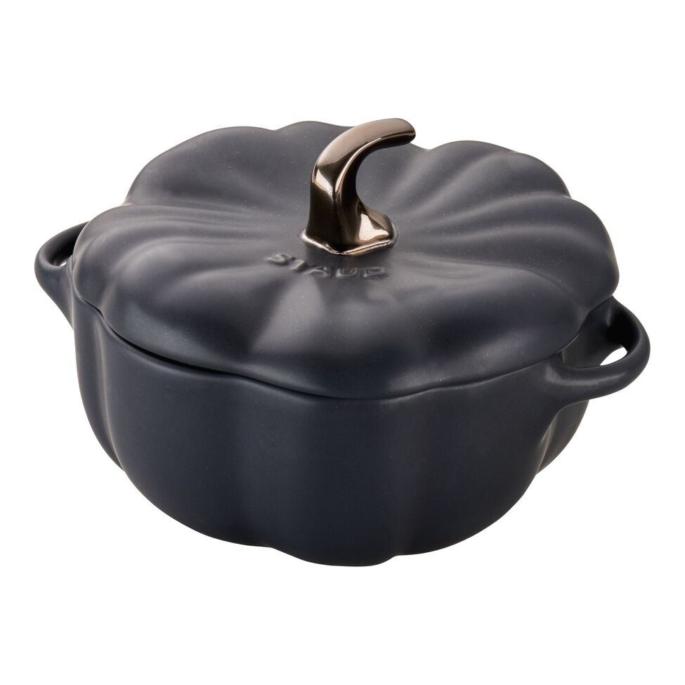 Cocotte 15 cm, Kürbis, Schwarz, Keramik