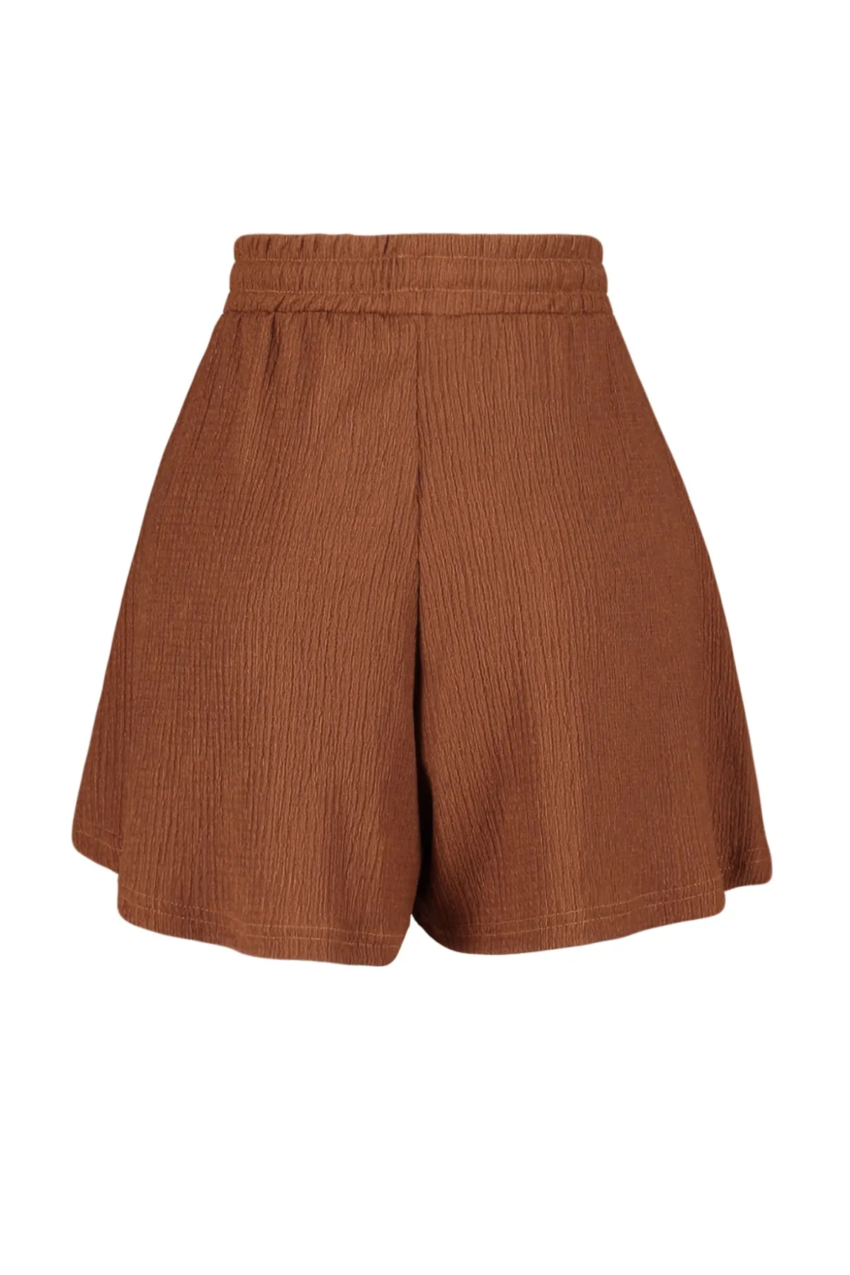 Trendyol Collection  Braune Relaxed Fit Shorts mit normaler Taille und Wickel-/Strukturstrickmuster TWOSS22SR0212