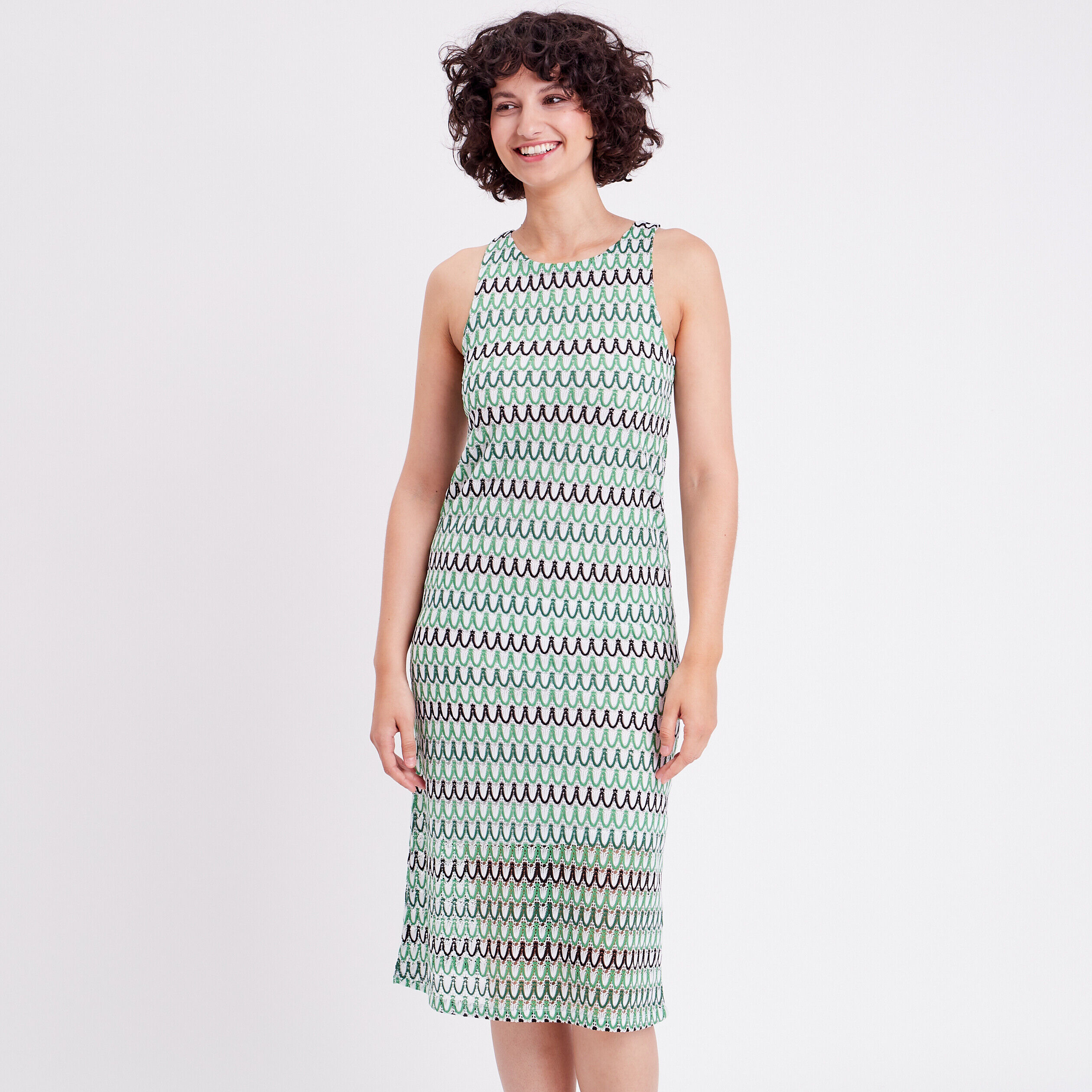 Robe droite ajourée vert femme | Cache Cache