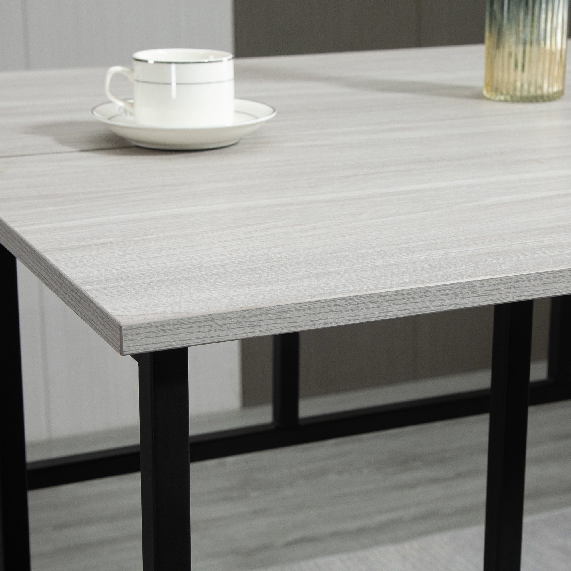 HOMCOM Bargruppe Bartisch-Set im Industriedesign, (Set, 6-tlg), 6-teilig Essgruppe 2 Bartisch mit 4 Stühlen Grau, Schwarz