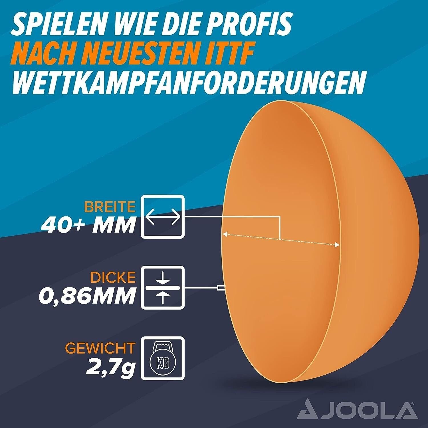Joola Tischtennisball 12x 40mm Training Tischtennis Bälle Freizeit Ping Pong Erwachsener (12er-Pack), 12 Stück Table Tennis Balls,Training 3 Star,Orange