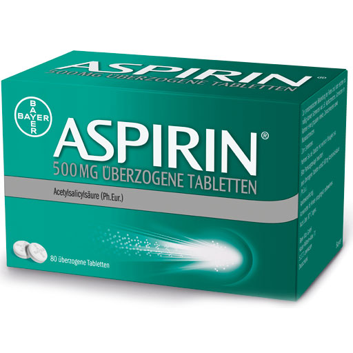 ASPIRIN 500 mg überzogene Tabletten  80 St  Tabletten, überzogen