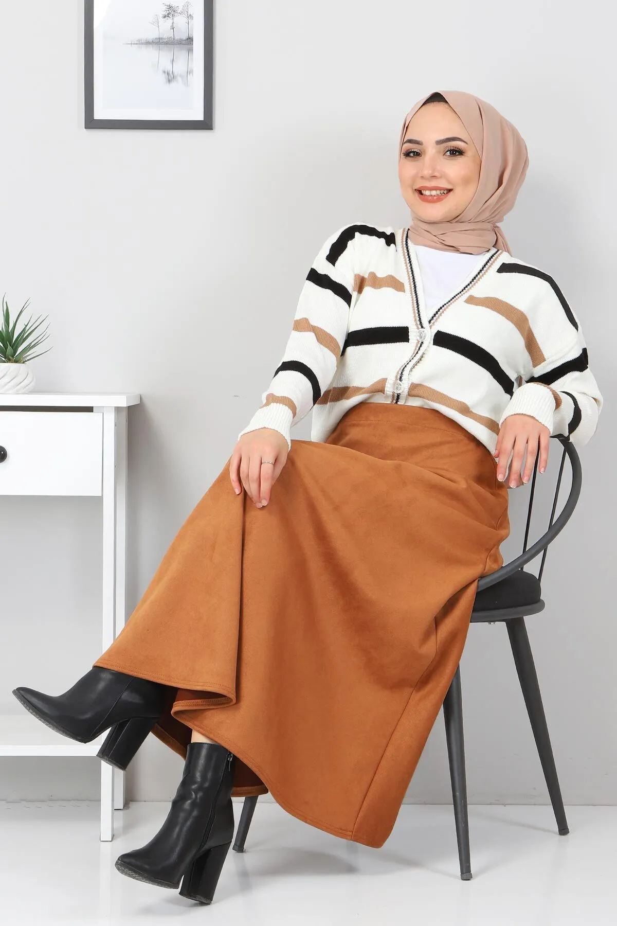 Tesettür Dünyası  Wildleder-Mevlana-Rock Tsd0036 Tan
