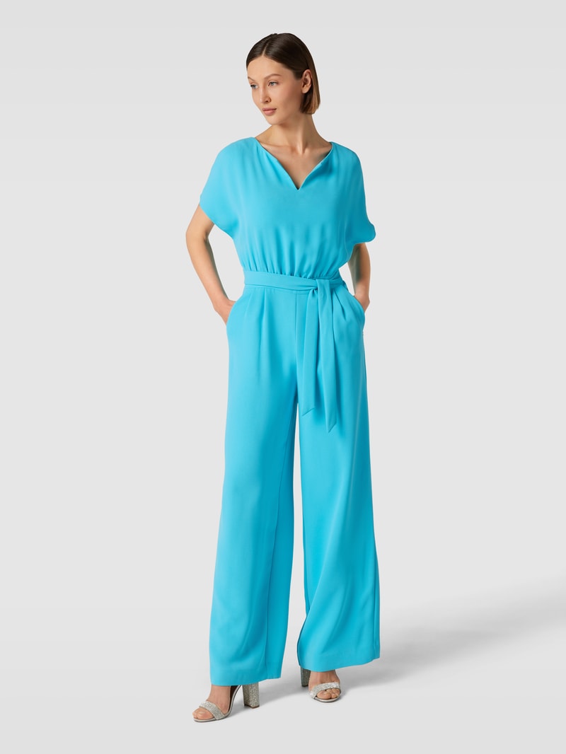 Jumpsuit mit V-Ausschnitt in aqua blau