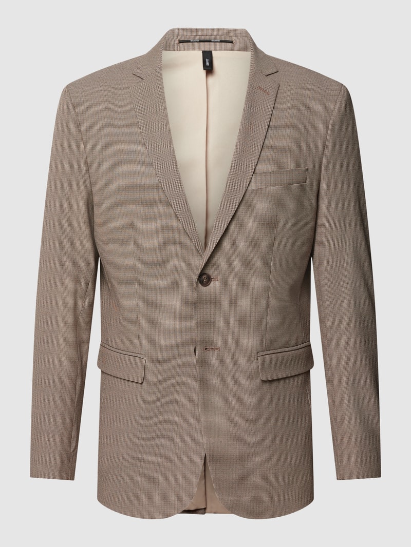 Slim Fit 2-Knopf-Sakko mit Allover-Muster Modell 'LIAM' in mittelbraun
