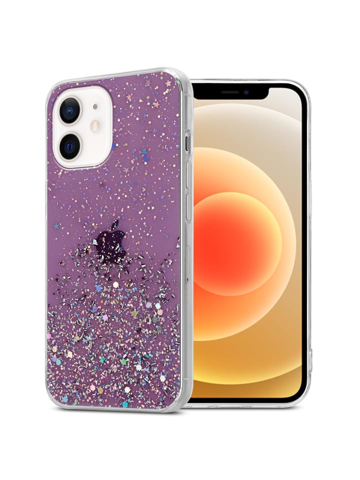 cadorabo Hülle für Apple iPhone 12 MINI Glitter in Lila mit Glitter günstig kaufen onesize