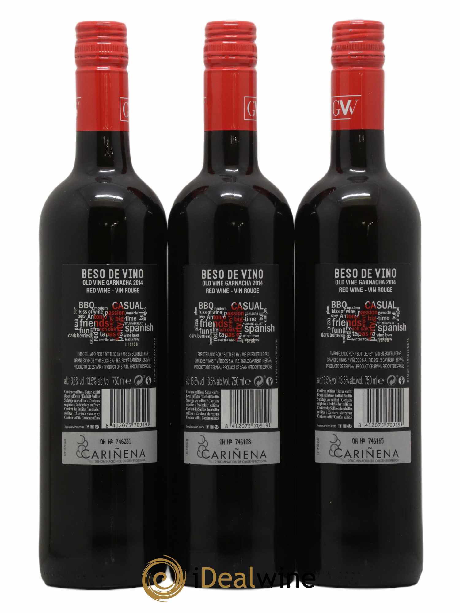Espagne Beso de Vino Old Vine Garnacha 2014 - Lot de 3 Bouteilles
