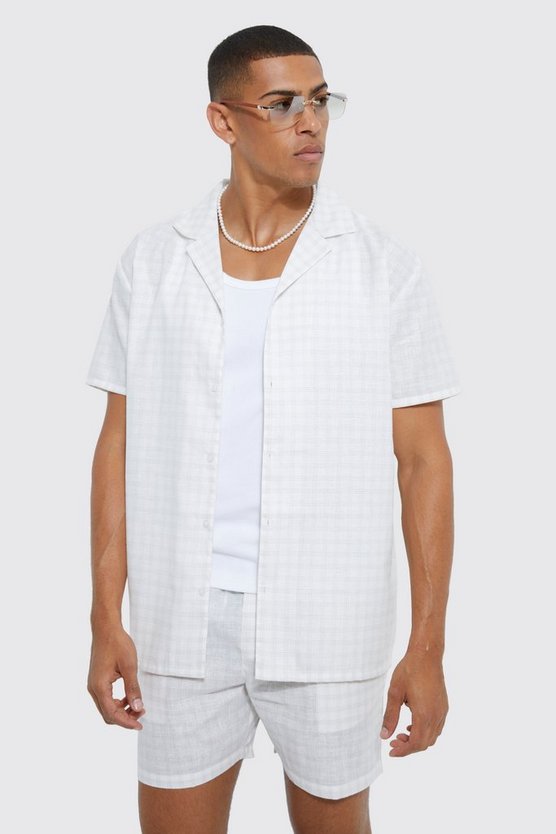 Kurzärmliges kariertes Oversize Hemd & Shorts