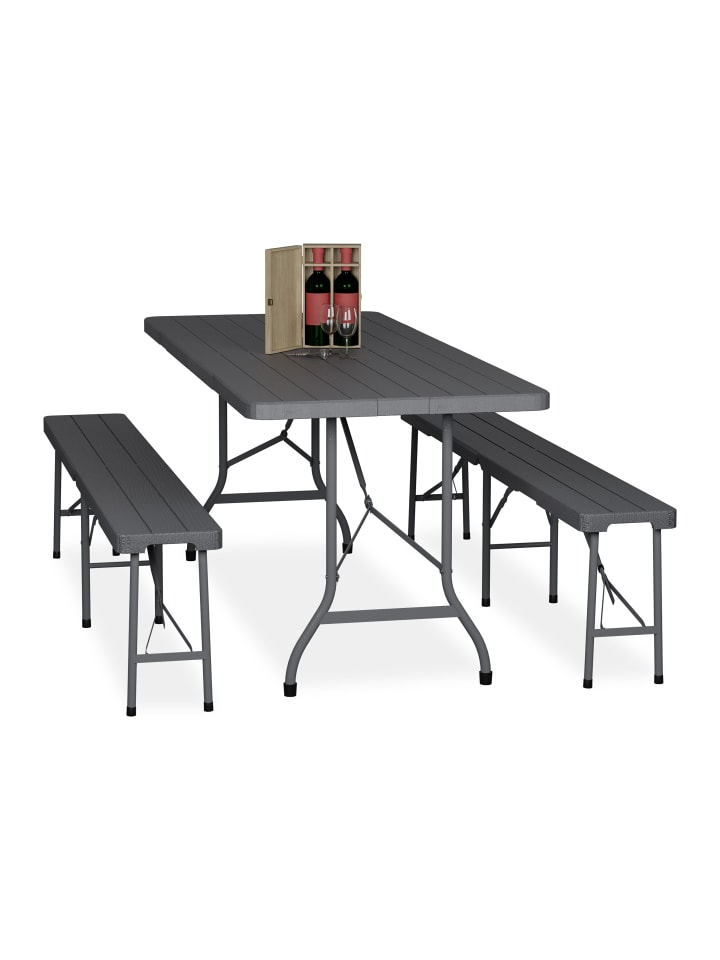 relaxdays 3-tlg. Bierzeltgarnitur in Grau günstig kaufen onesize