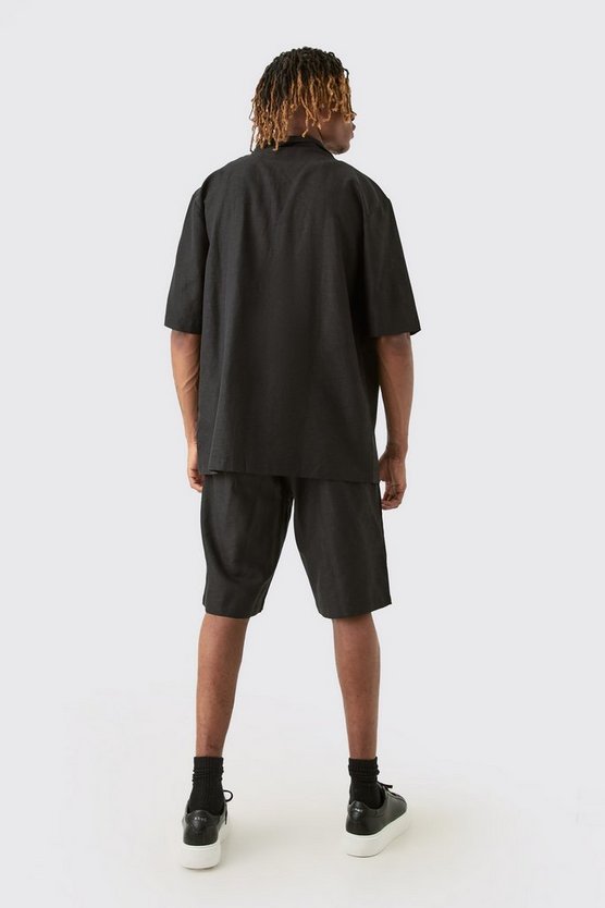 Tall schwarzes Leinen-Hemd
