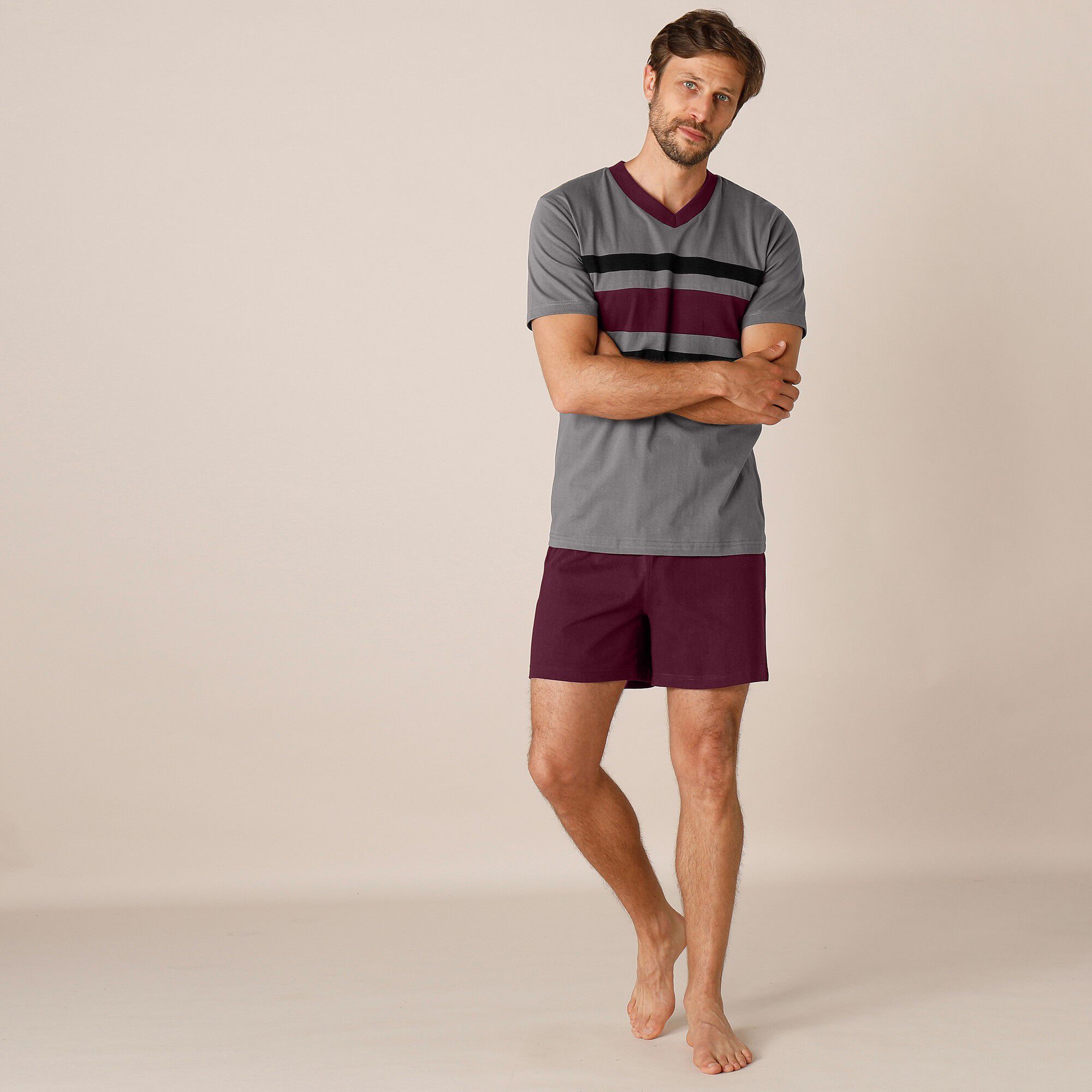 Pyjama short tricolore