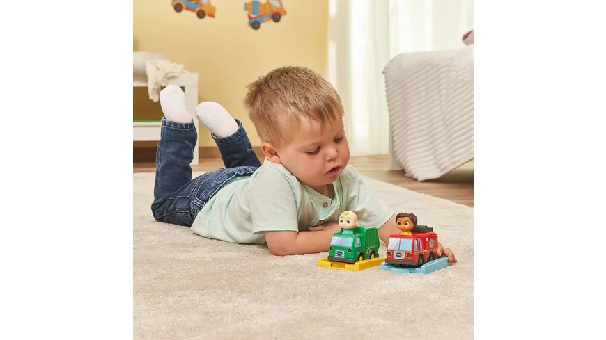 VTech - Tut Tut Baby Flitzer - CoComelon Ninas Feuerwehrauto inkl. Schiene