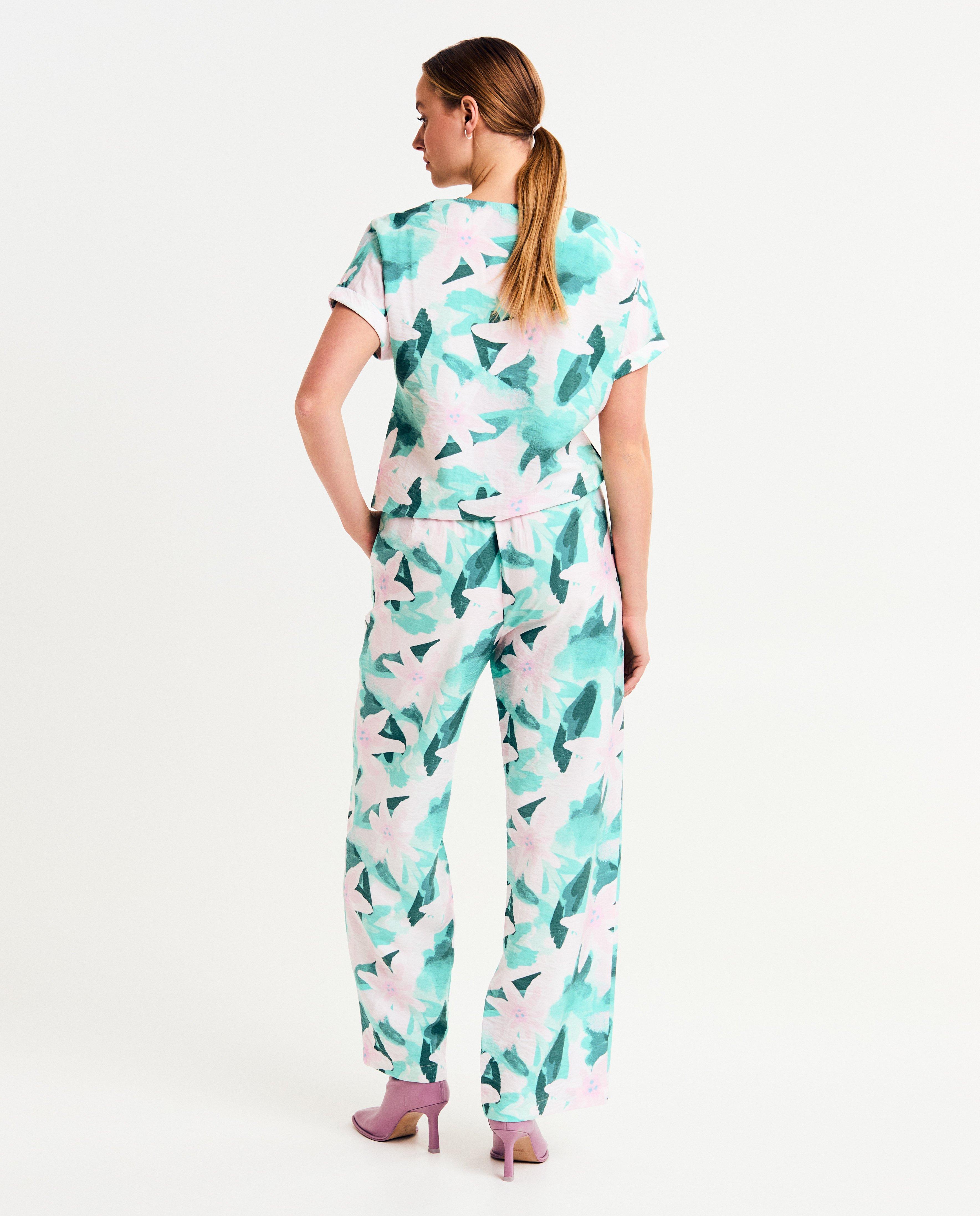Pantaloni Sora Pink cu imprimeu floral
