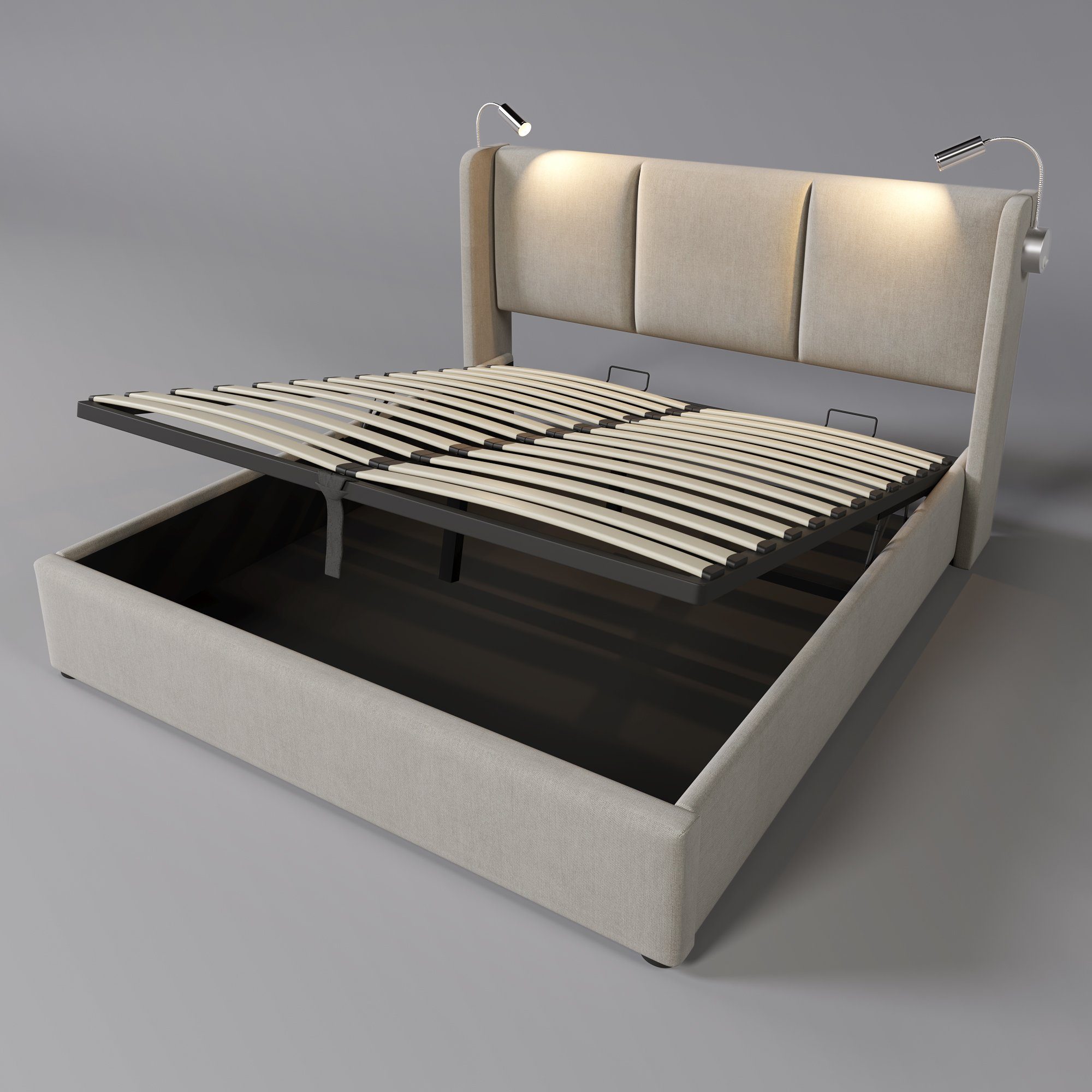Sweiko Polsterbett (Doppelbett), Stauraumbetten mit USB Ladefunktion, 140*200cm