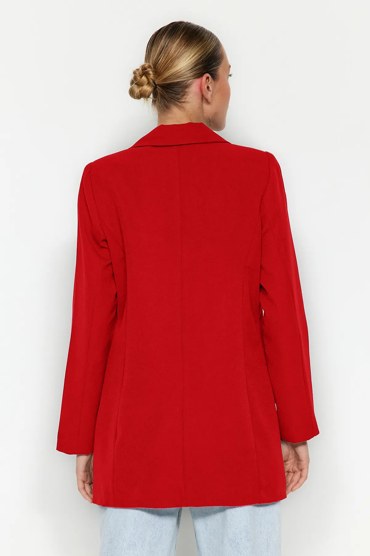 Trendyol Collection  Roter, normal gefütterter, zweireihiger, gewebter Blazer mit Verschluss TWOSS20CE0059