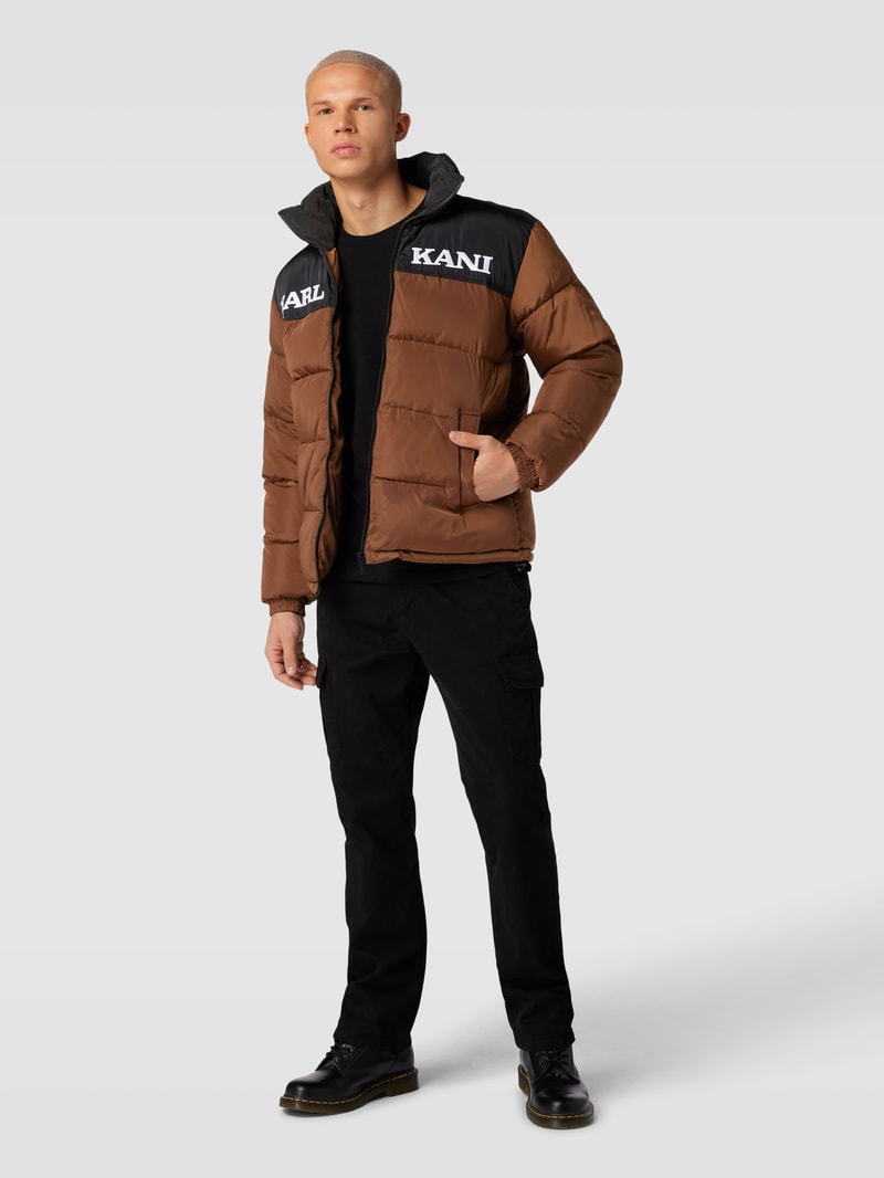 Steppjacke mit Label-Stitching Modell 'Retro Essential' in schokobraun