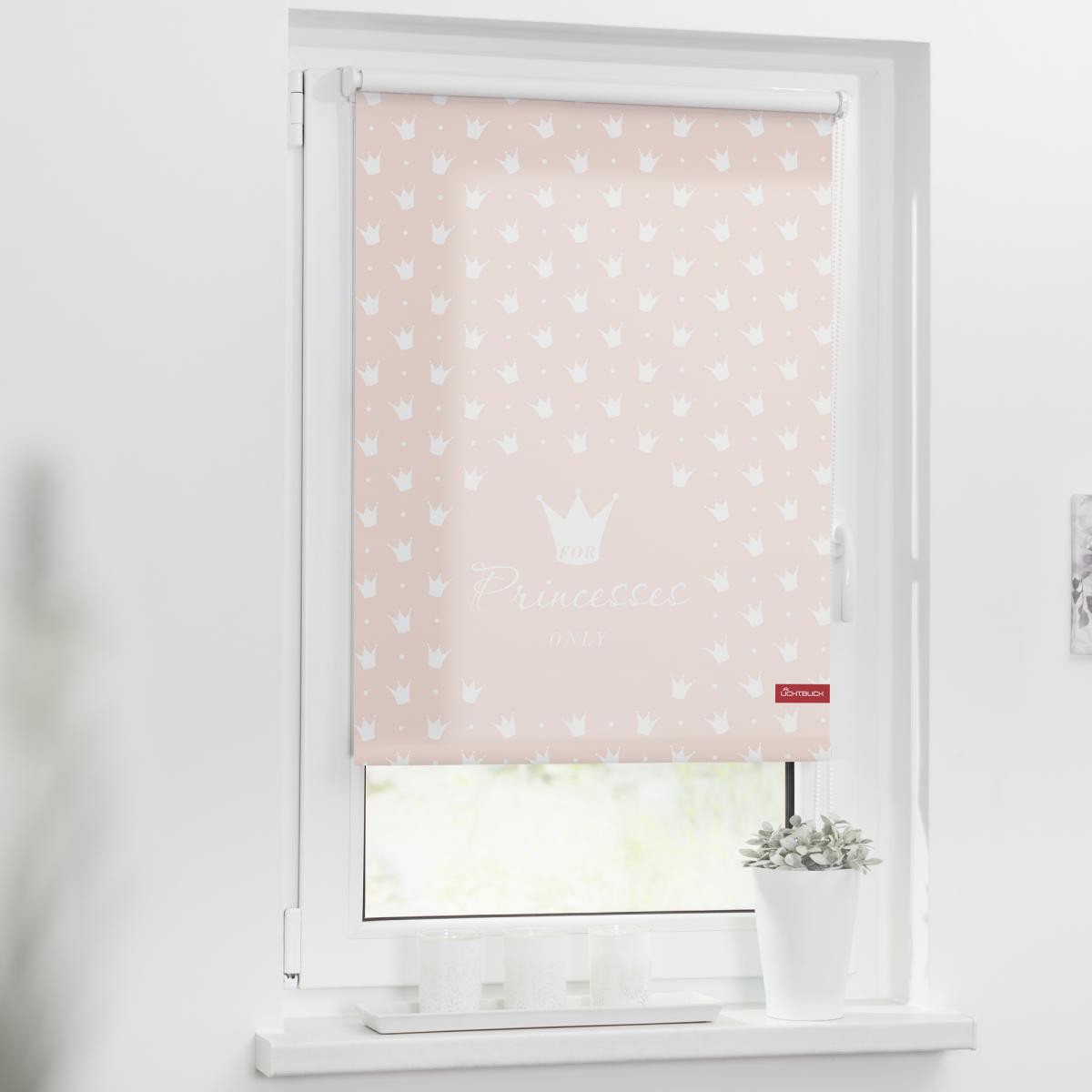 Lichtblick Rollo Klemmfix, ohne Bohren, blickdicht, Prinzessin Lilly - Rosa, 100 x 150 cm (B x L)