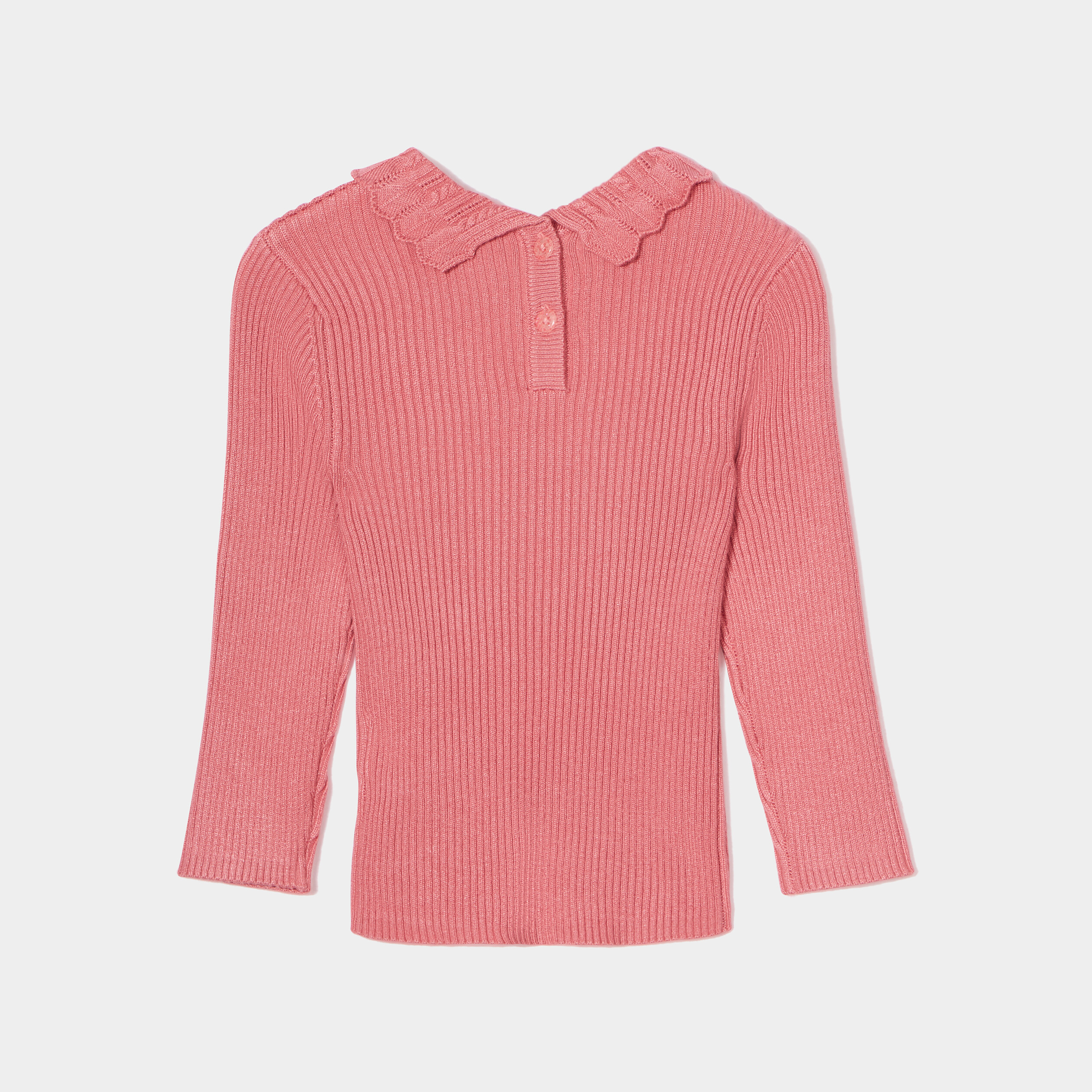 Pull côtelé col claudine Creeks vieux rose bébé fille | La Halle