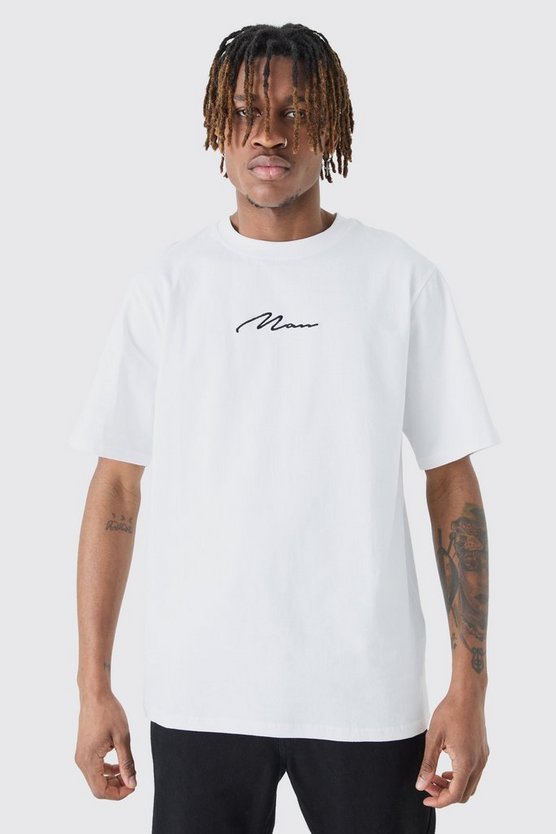 Tall T-Shirt mit Man Signature Stickerei
