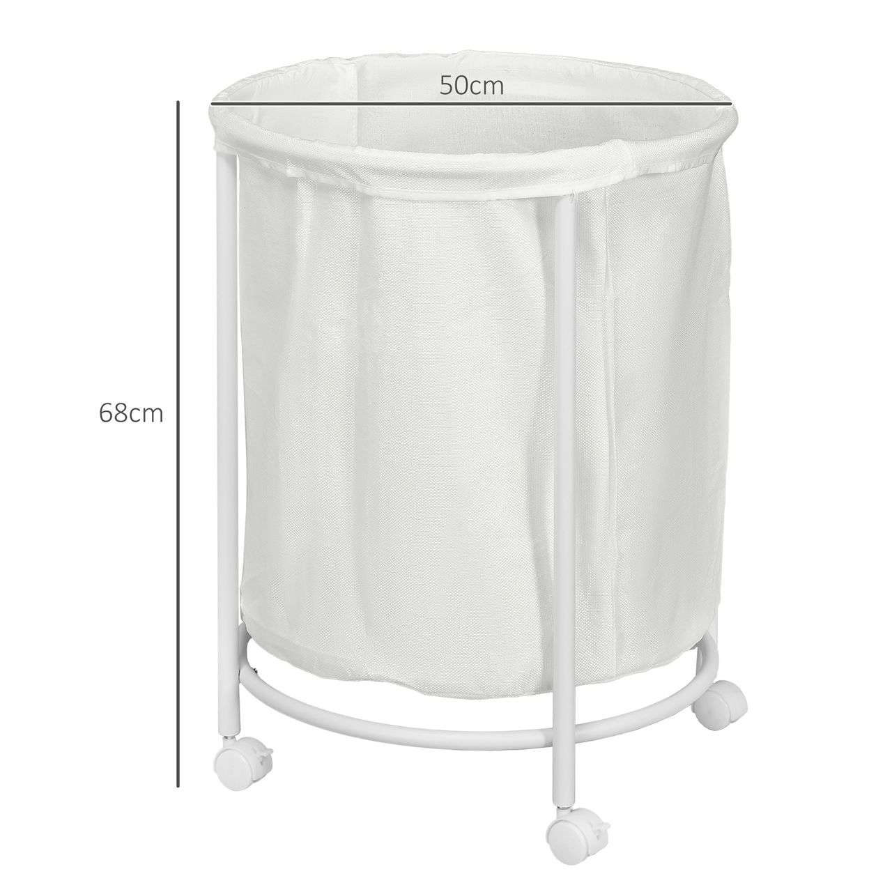 HOMCOM Wäschekorb 100L Wäschesammler mit Rollen Stahlrahmen für Badezimmer Creme