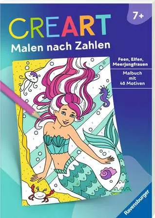 CreArt Malen nach Zahlen ab 7: Feen, Elfen, Meerjungfrauen