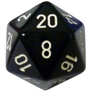 Opaque 34mm d20 Black/white Dice