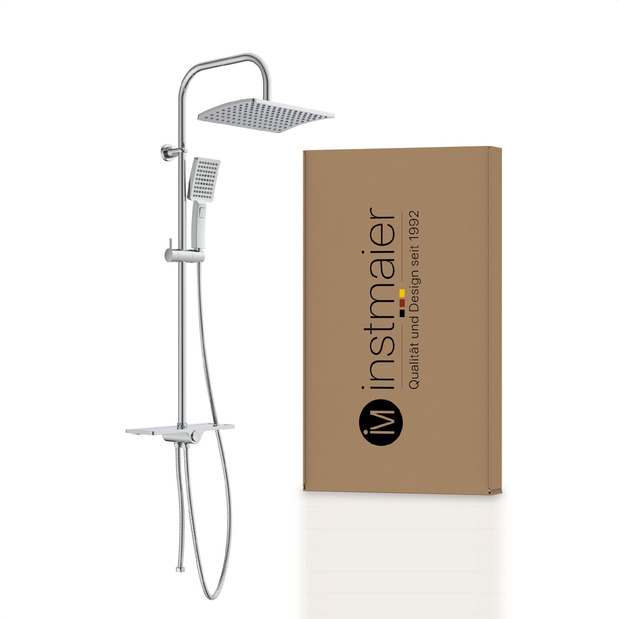 instmaier Brausegarnitur, 3 Strahlart(en), mit Duschablage, ohne Thermostat, modernes Design