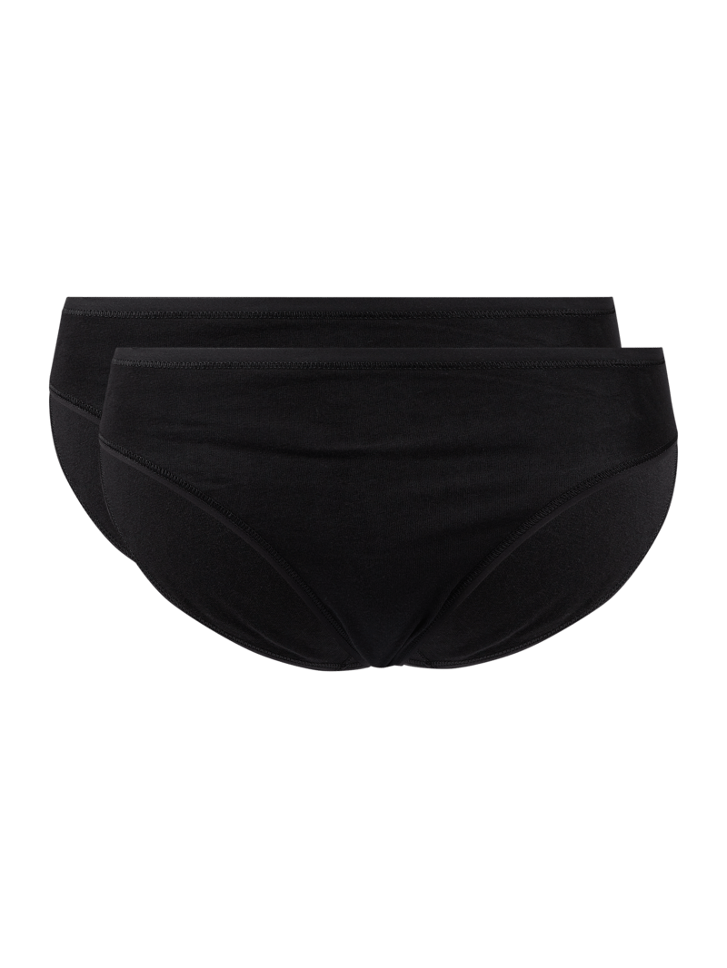 Slip mit Stretch-Anteil im 2er-Pack in schwarz