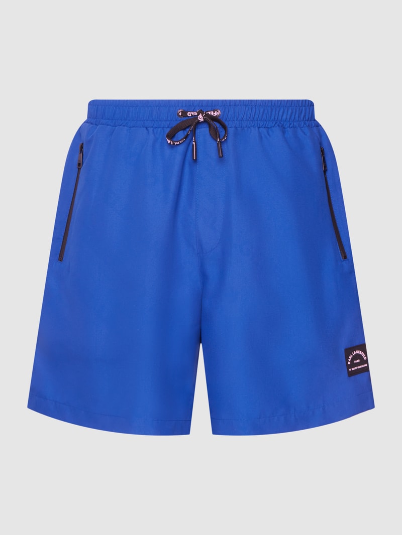 Badehose mit Label-Patch in royalblau