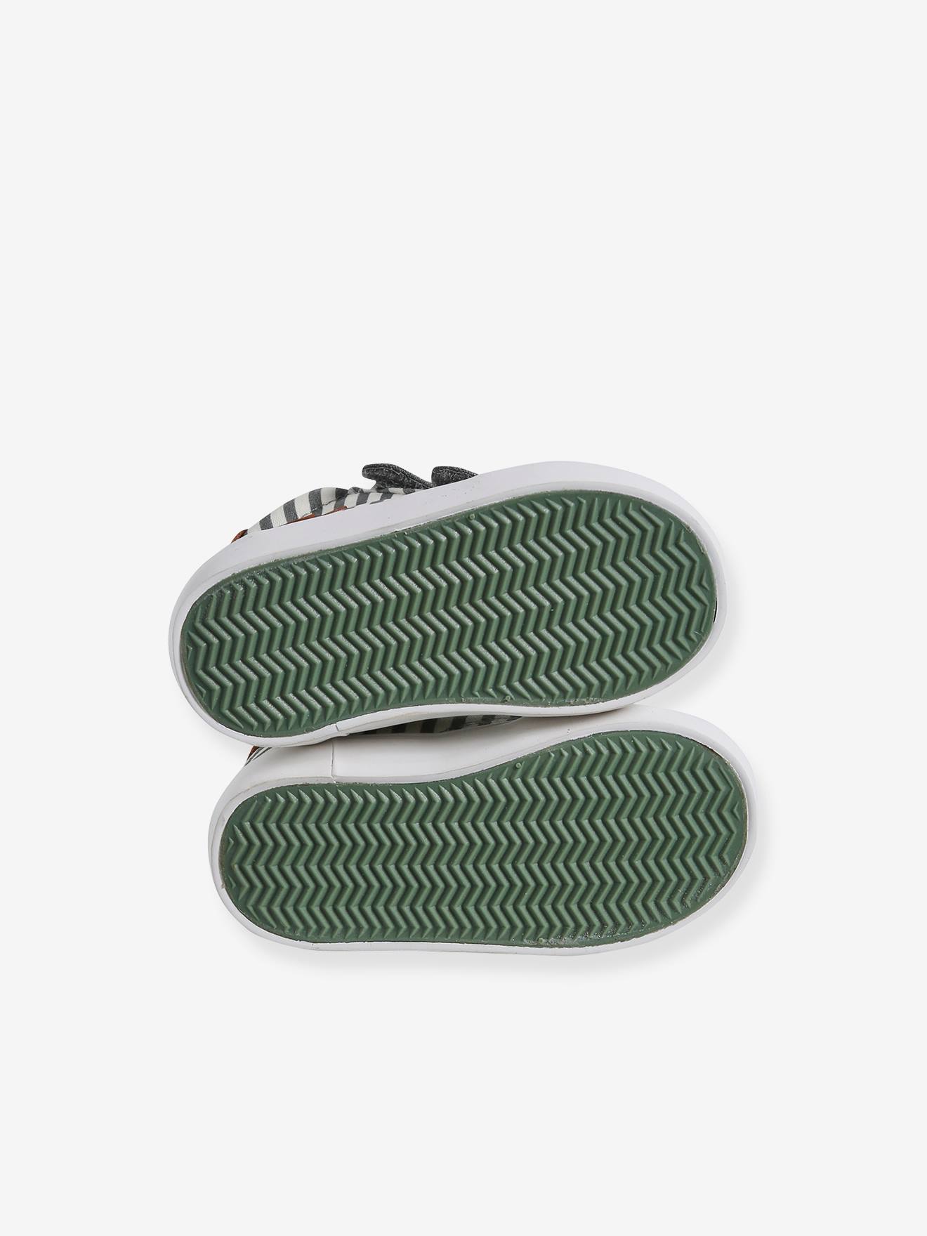 Vertbaudet Baby High-Sneakers mit Klett - grau gestreift