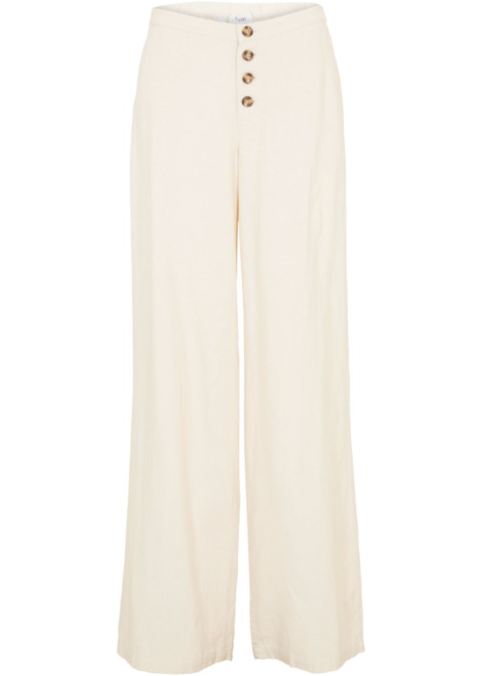 Palazzo-Hose mit Leinen mit extra langem Bein
